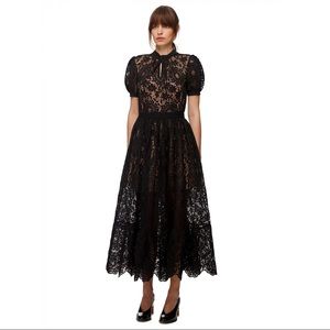 Self portrait black guipure lace midi dress dolce gabbana style size us4